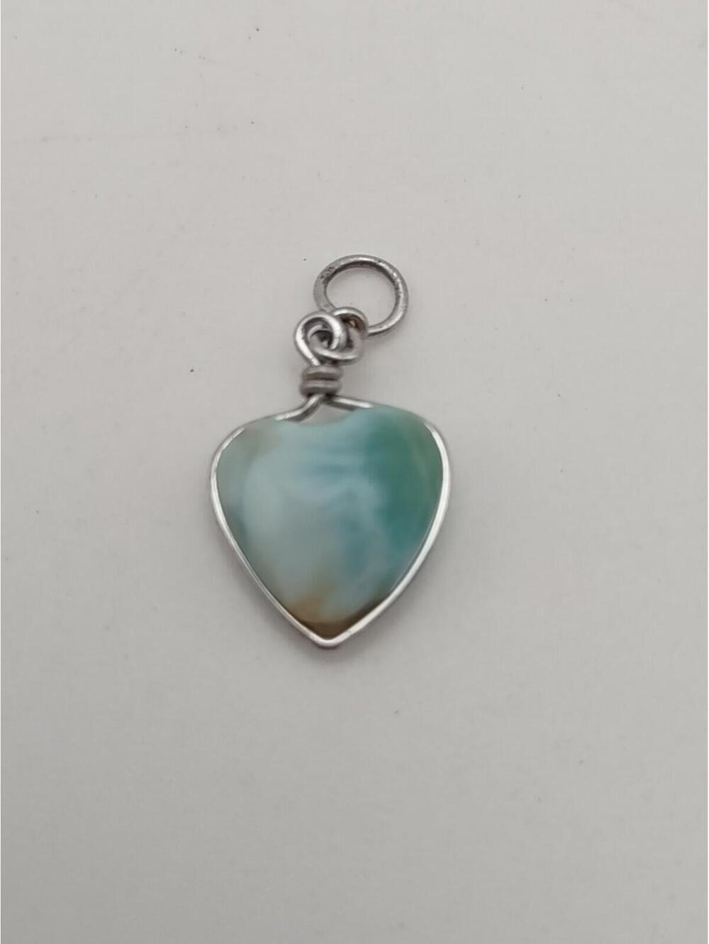 Artisan Sterling Silver Heart Larimar Atlantis Stone